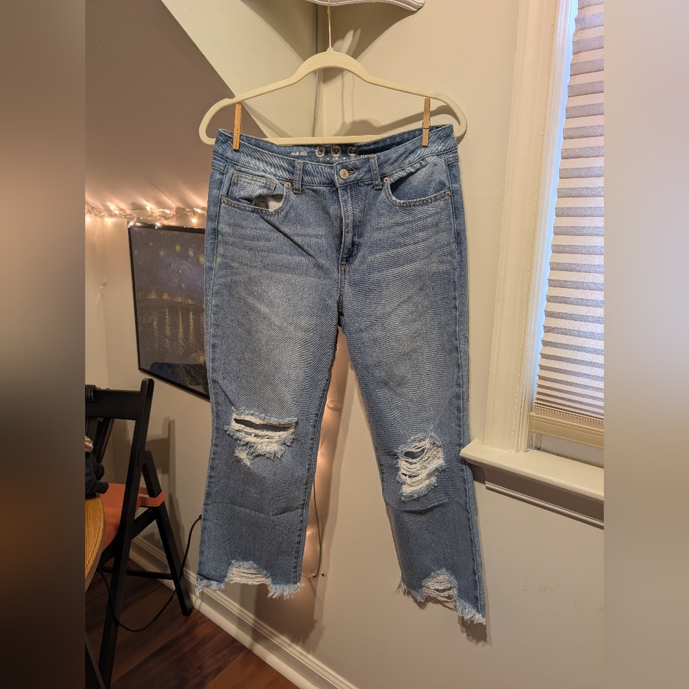 Rewash Light Blue Distressed Cropped Jeans